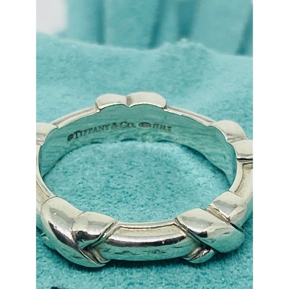 Tiffany & Co. Sterling Silver Signature X Stacking Ring Band Size 6.25 Retired - Picture 3 of 6